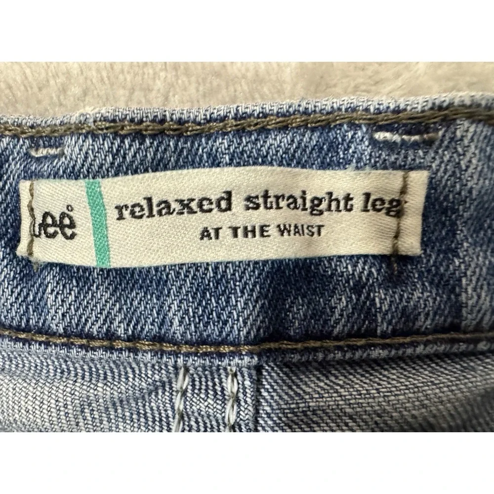 Lee Womens Jeans 16 Short Relaxed Straight Leg High‎ Rise Stretch Light Wash